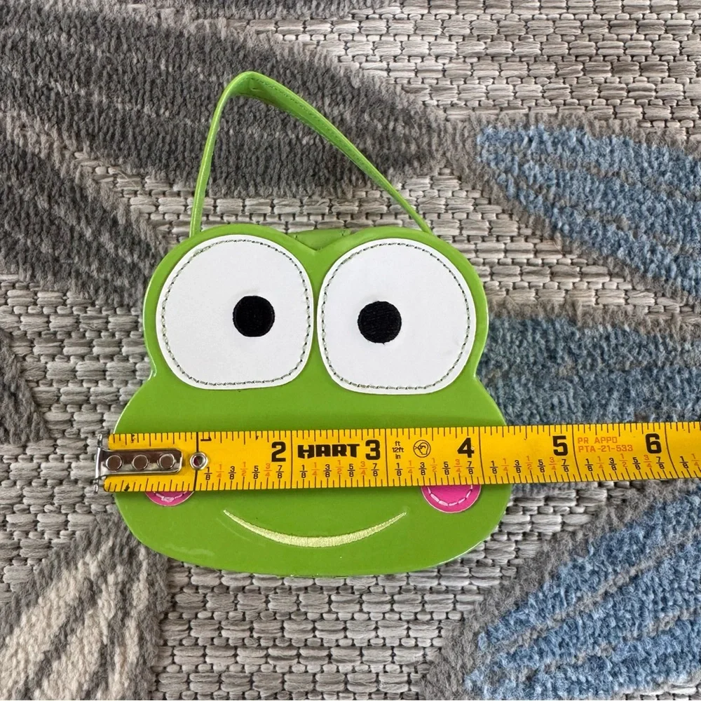Vintage Sanrio Keroppi Frog Hard Shell Jewelry Case‎ / Coin Purse with Handle